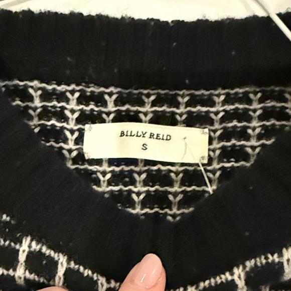 Billy Reid Merino wool/Cashmere Black and White Grid Pattern Sweater - Picture 2 of 4